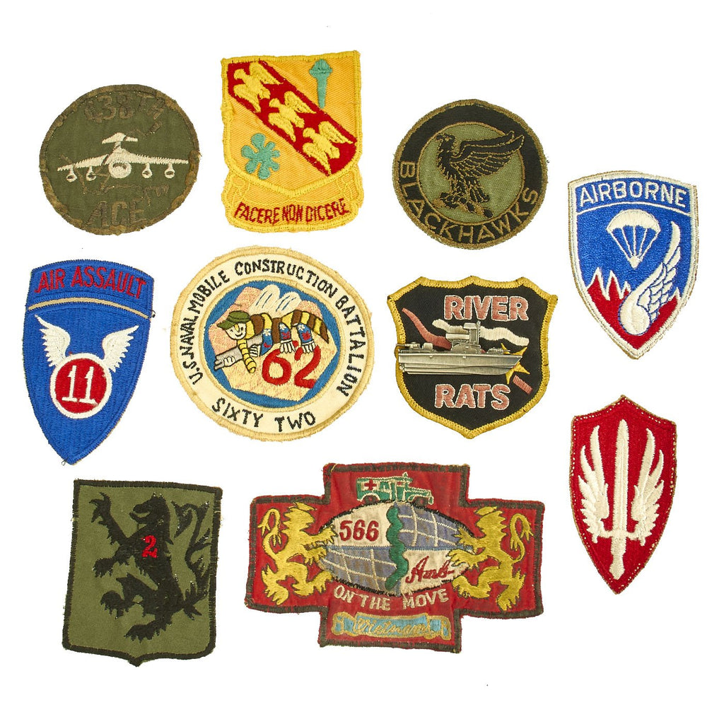 Original U.S. Vietnam War Military Patch Collection - Set of 10 Original Items