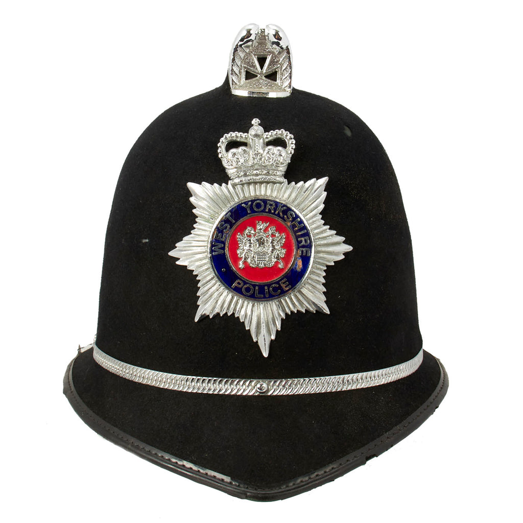 Original British Comb Top Queen's Crown Bobby Helmet from the West Yorkshire Police- Size 58 - Formerly Part the Tower of London Yeoman Warders Club Collection Original Items