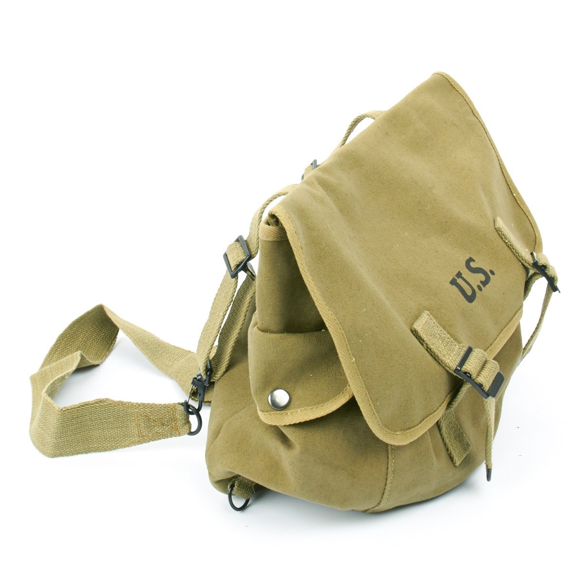E490. WWII RUBBERIZED MUSETTE BAG WITH BRITISH MADE STRAP