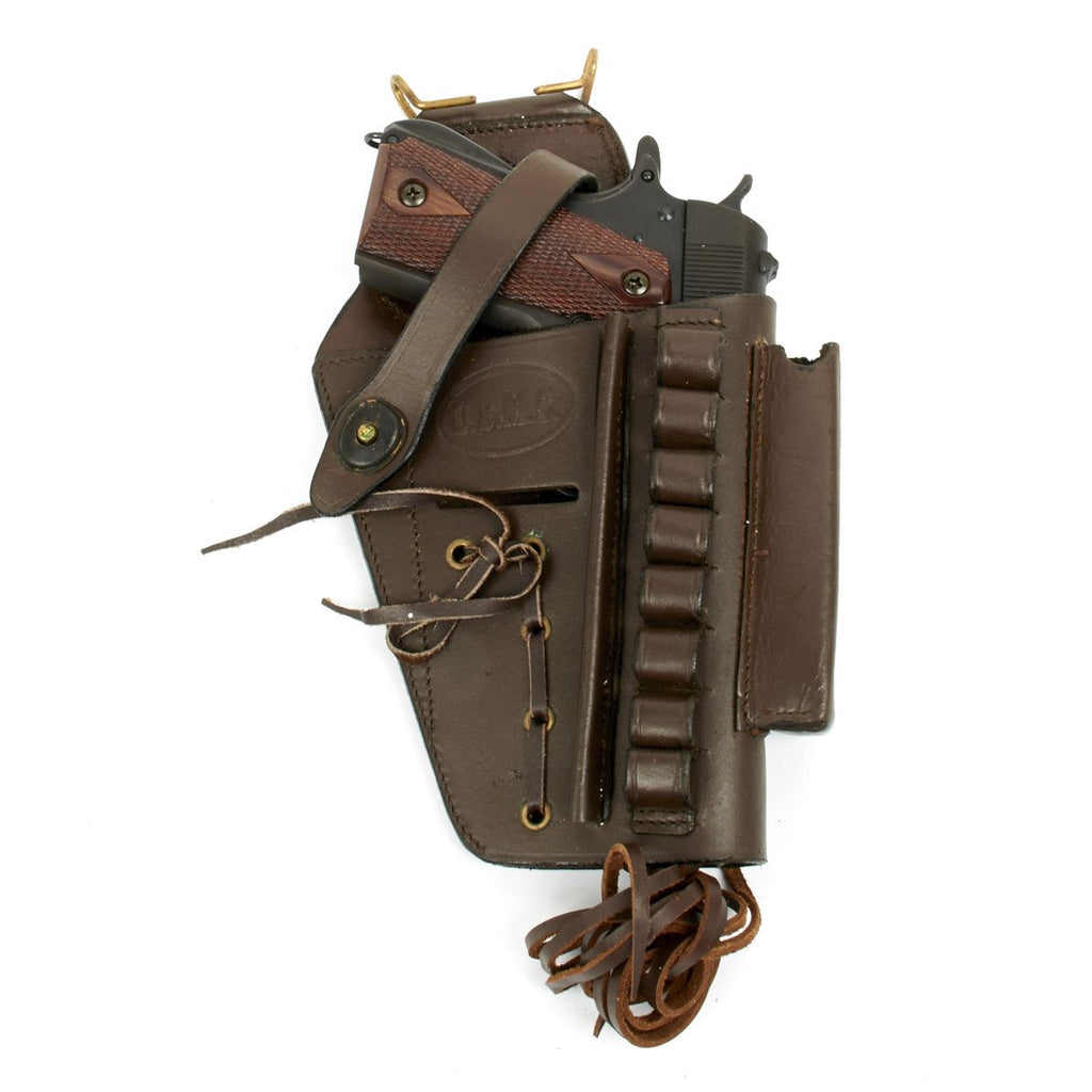 U.S. 1911 .45cal Brown Leather Hip Holster with Laser Sight Option Embossed U.S.M.C New Made Items