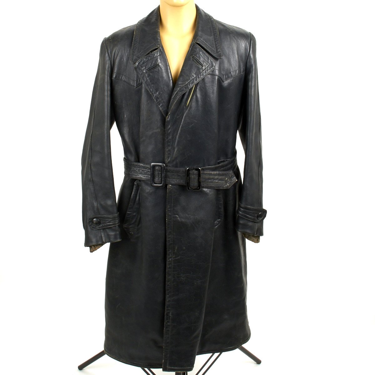 Black hotsell leather overcoat