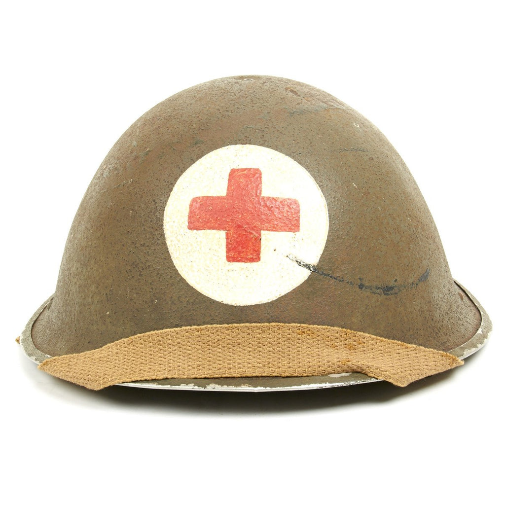 Original British WWII Medic P-1944 Turtle MK IV Steel Helmet - Dated 1945 Original Items