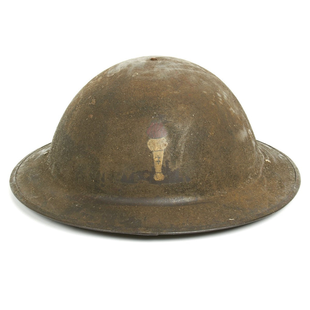 Original U.S. WWI M1917 Doughboy Helmet - 104th Infantry Regiment Yankee Division with Textured Paint Original Items