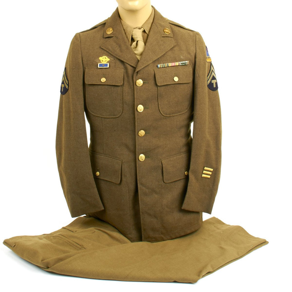 Original U.S. WWII 3rd Armored Division Technical Sergeant Uniform Set with Theatre Made Spearhead Patch Original Items