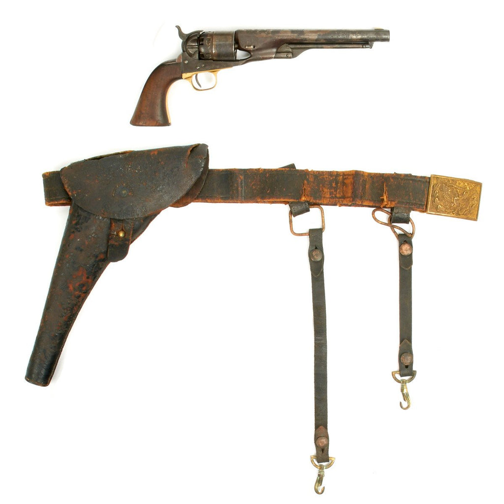 Original U.S. Civil War Colt Model 1860 Army Revolver with Union Officer Holster and Belt - Matching Serial No 85779 (Made in 1863) Original Items