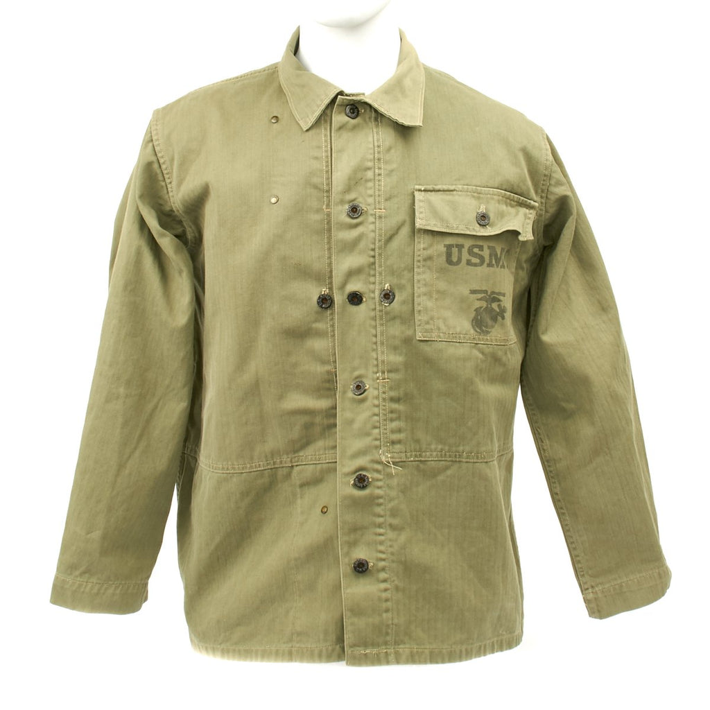 Original U.S. WWII USMC HBT Herringbone Twill P44 Combat Field Utility Jacket Original Items