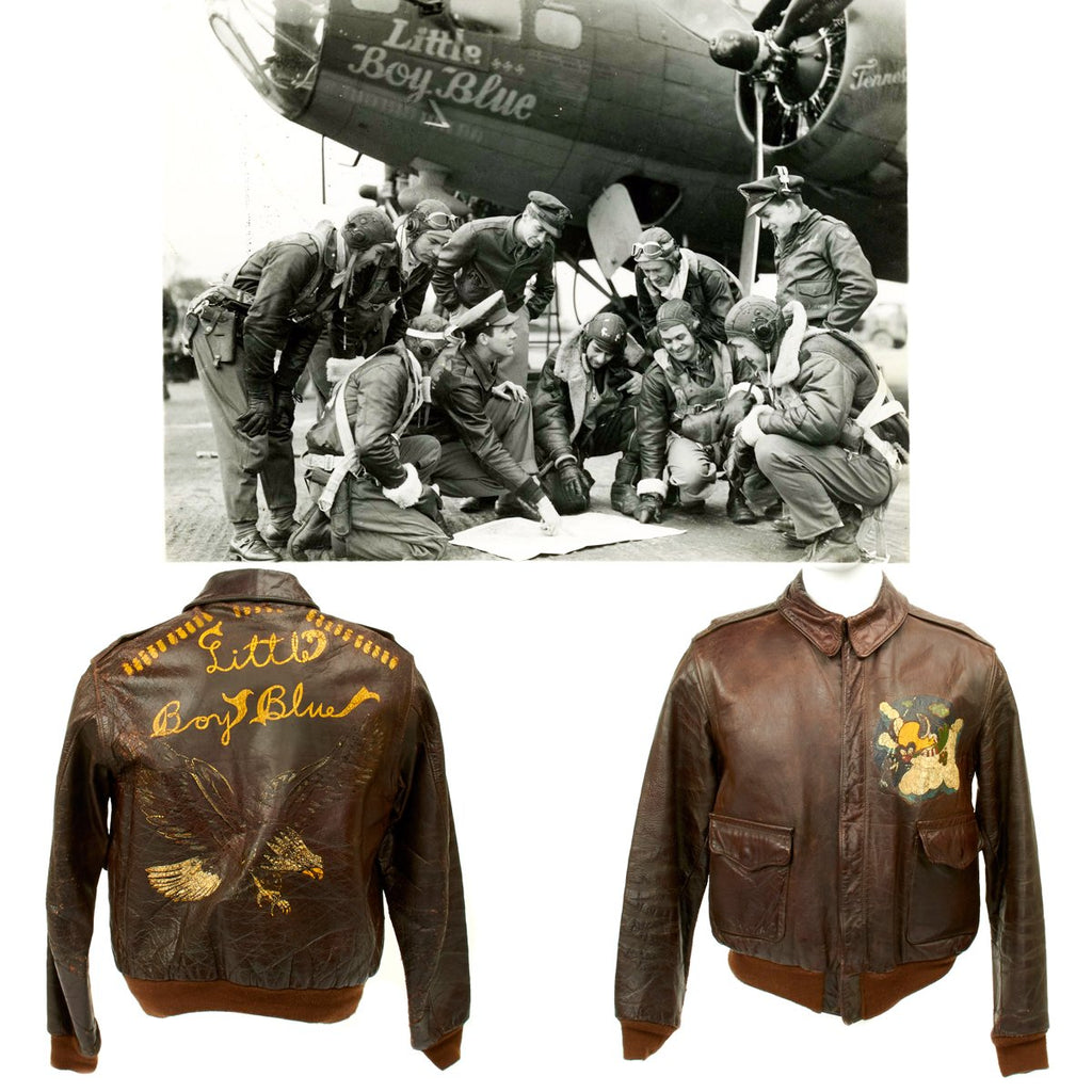 Original U.S. WWII B-17 560th Bomb Squadron Little Boy Blue with Bugs Bunny Gremlin A-2 Flight Jacket Original Items