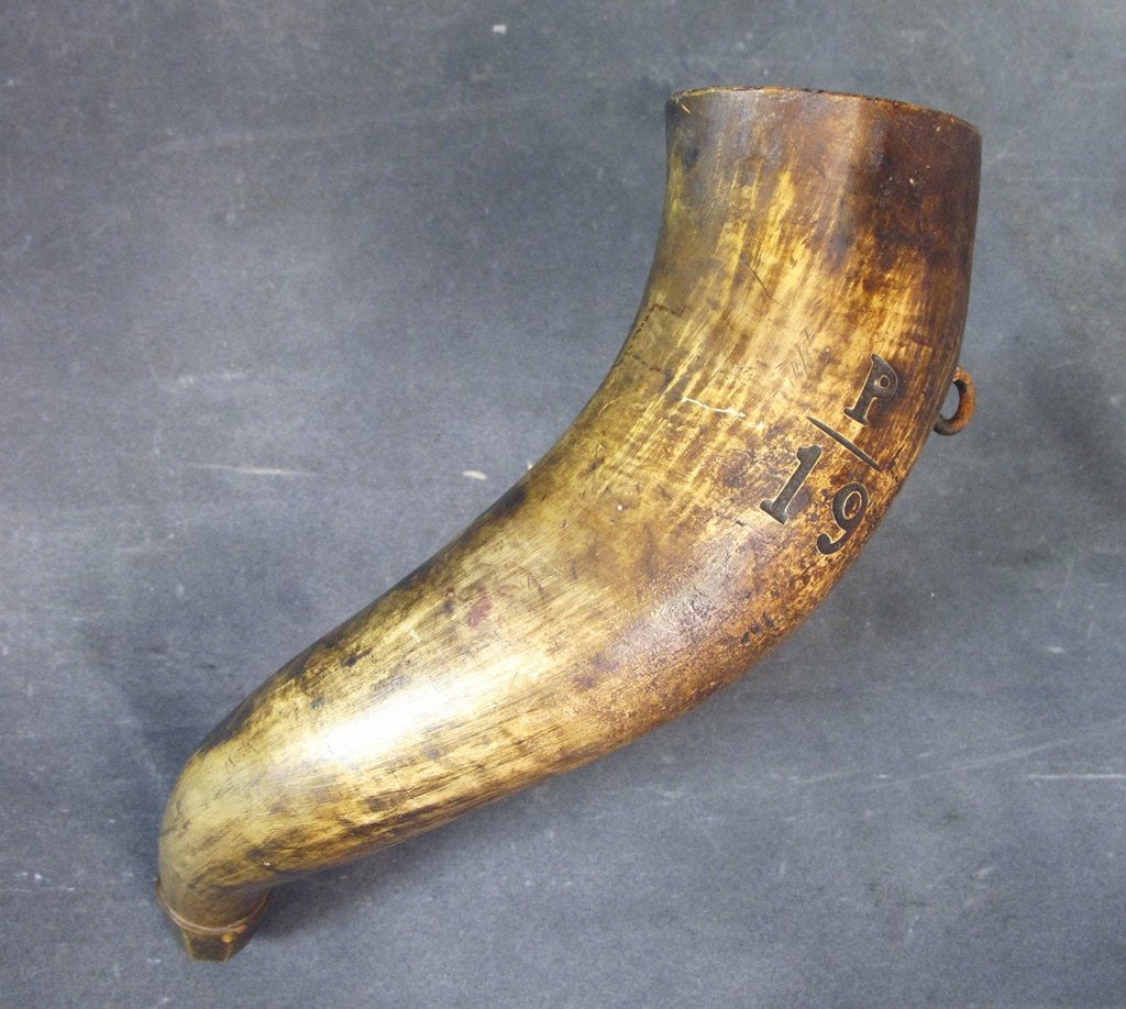 Original 18th Century Military Powder Horn- Marked Original Items