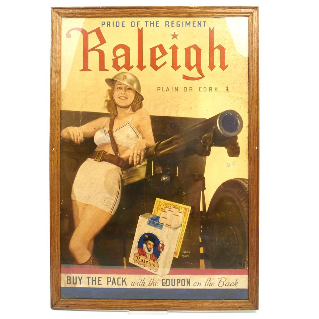 Original U.S. WWII 1940 Raleigh Cigarettes Pin Up Girl Poster Original Items