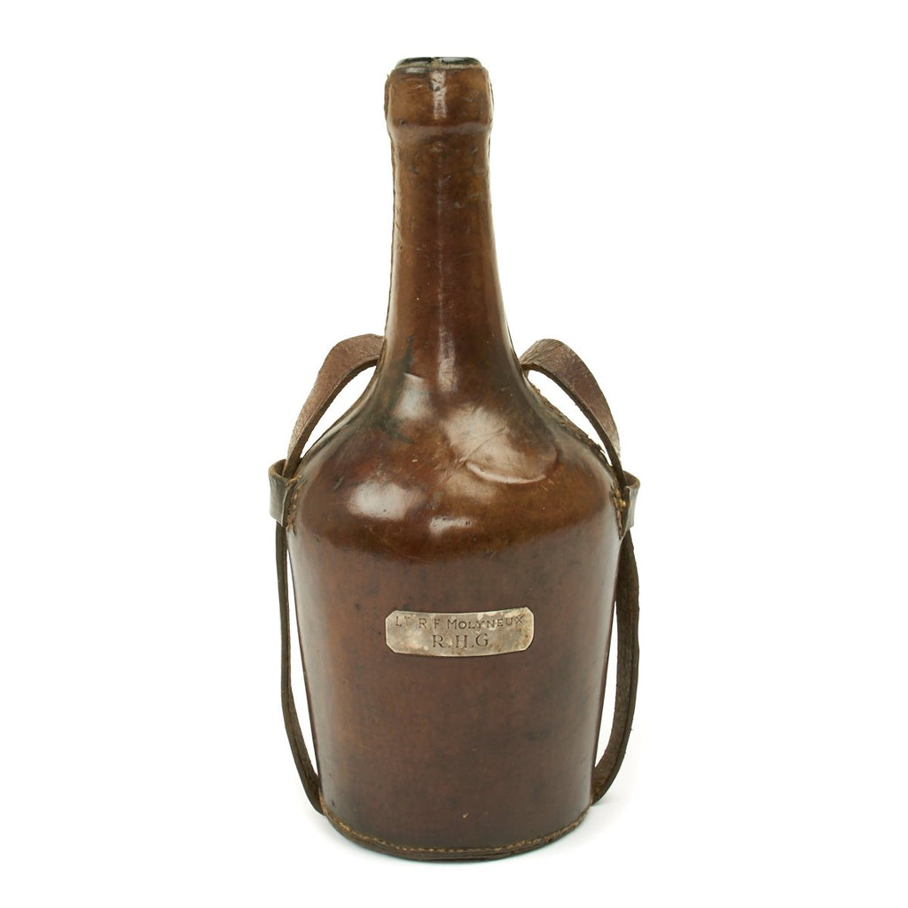 Original British Victorian Era Named Leather Water Bottle - Royal Horse Guards Original Items